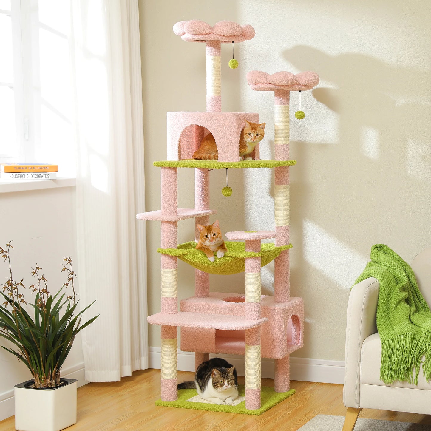 PEQULTI Multi Level Cat Tree Tower With Scratching Posts And Hammock