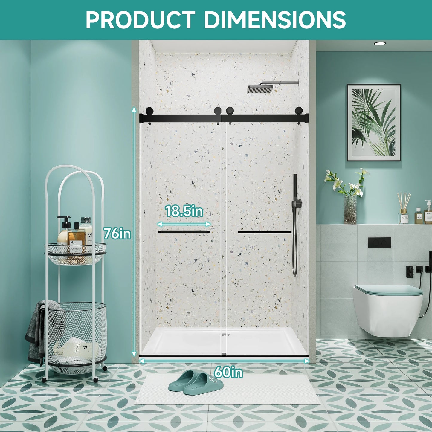 Sh.Kl Double Sliding Tempered Glass Shower Door For Bathrooms