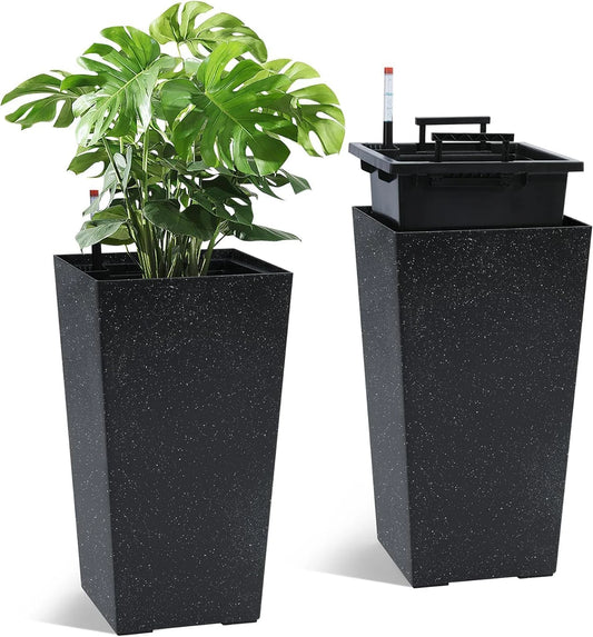 TWISTER.CK Rectangular Planters Set Of 2 With Drainage Holes