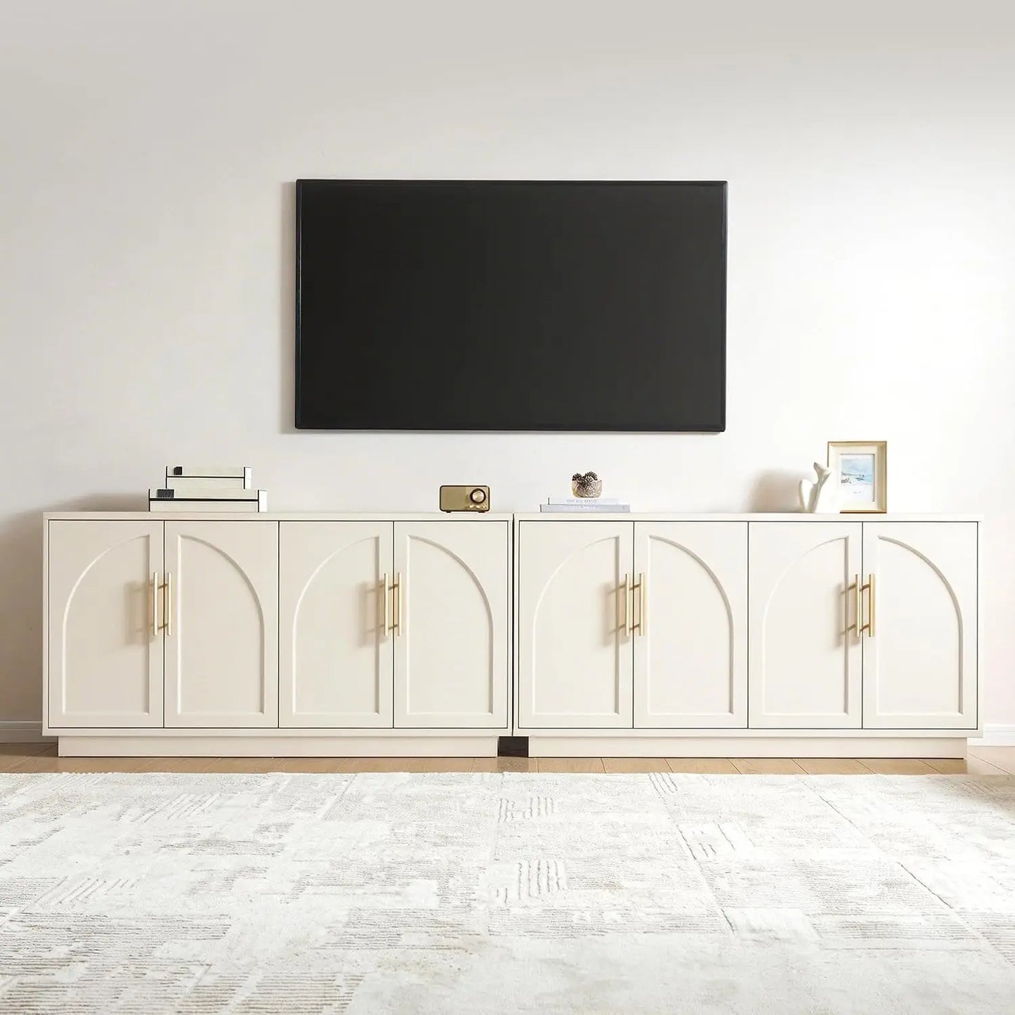 Buffet Cabinet With Glass Doors Modern Arched Sideboard
