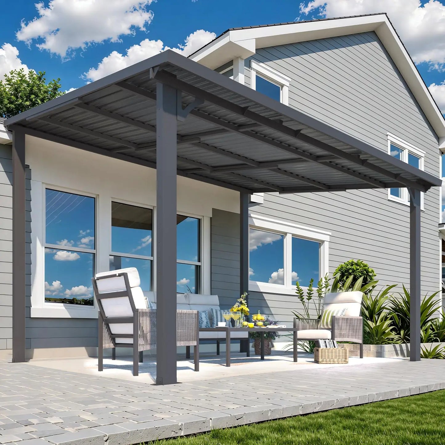 Wall Gazebo Hard Top Pergola For Outdoor Patio Deck