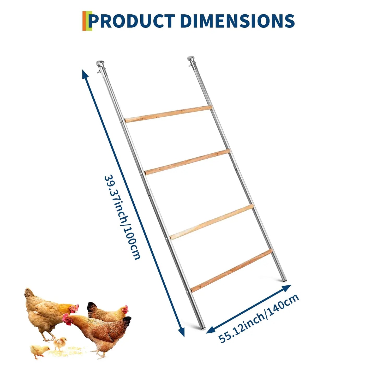 HiMISS Farm Animals Multi-Tier Chicken Roost Galvanized Steel Perch Ladder