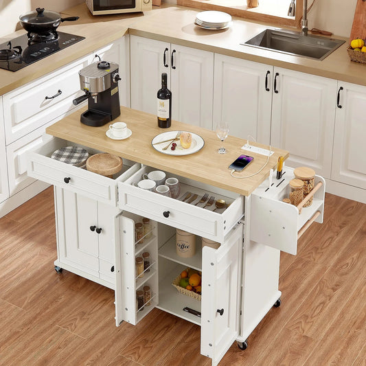Wooden Rolling Kitchen Island Cart With Drop Leaf Storage The Pet & Home Store