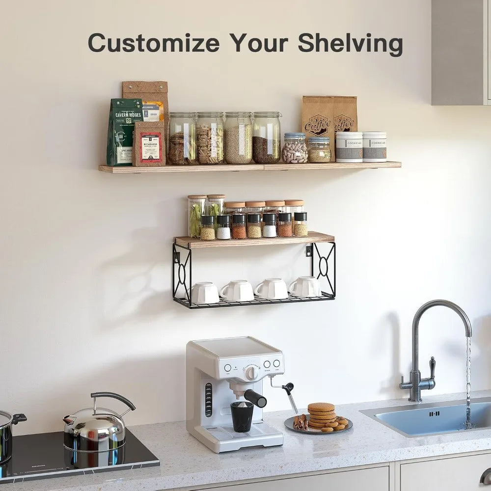 Over Toilet Shelves With Storage Basket Floating Wall Natural Wood