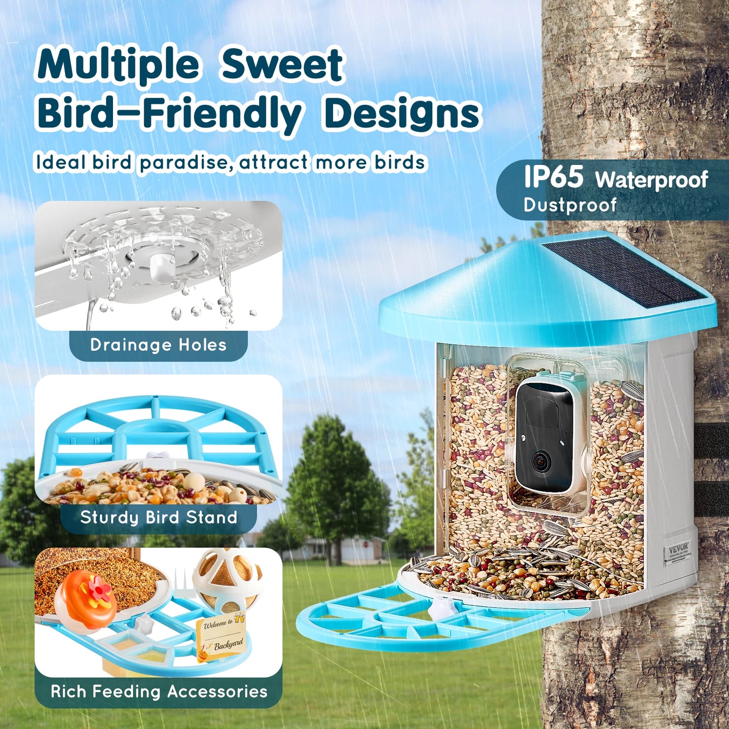 Smart Bird Feeder With Camera 2K HD AI Identify 10000 Species