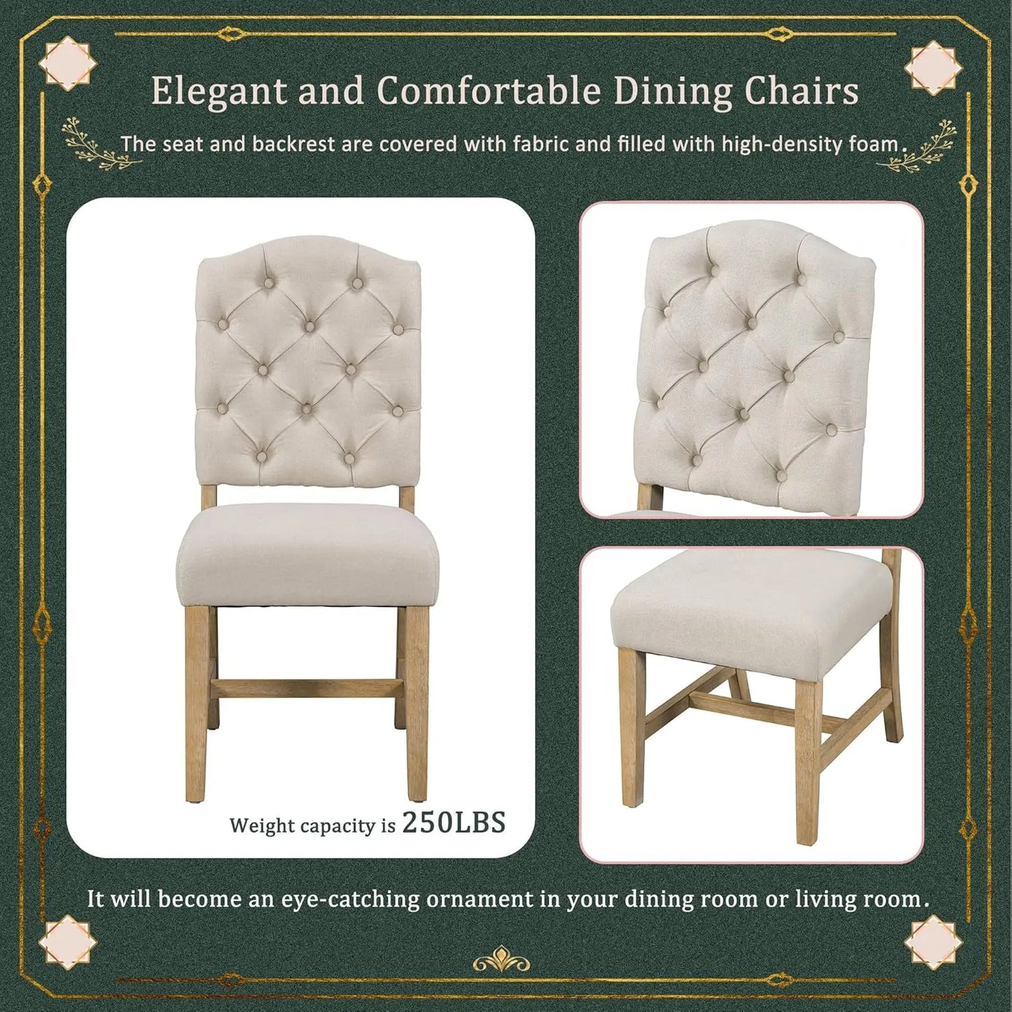 Solid Wood Dining Set With Extendable Table And Upholstered Chairs