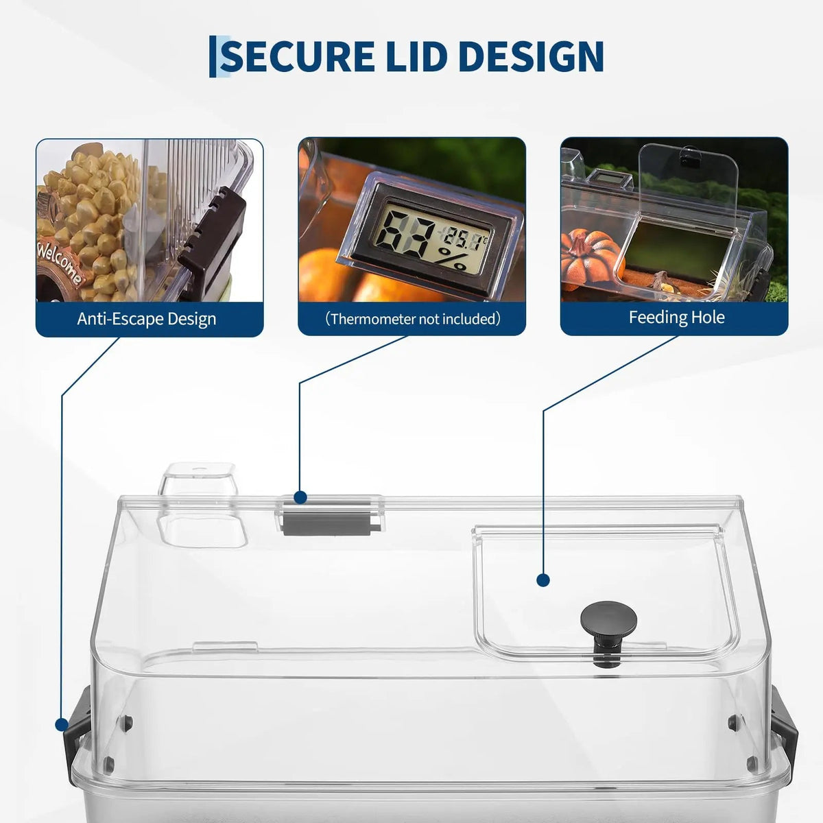 Small Reptile Terrarium Kit With Lid, Acrylic Tank, Heating Pad, Hygrometer, Hide & Bowl For Gecko Lizard Tarantula Frog Crab The Pet & Home Store