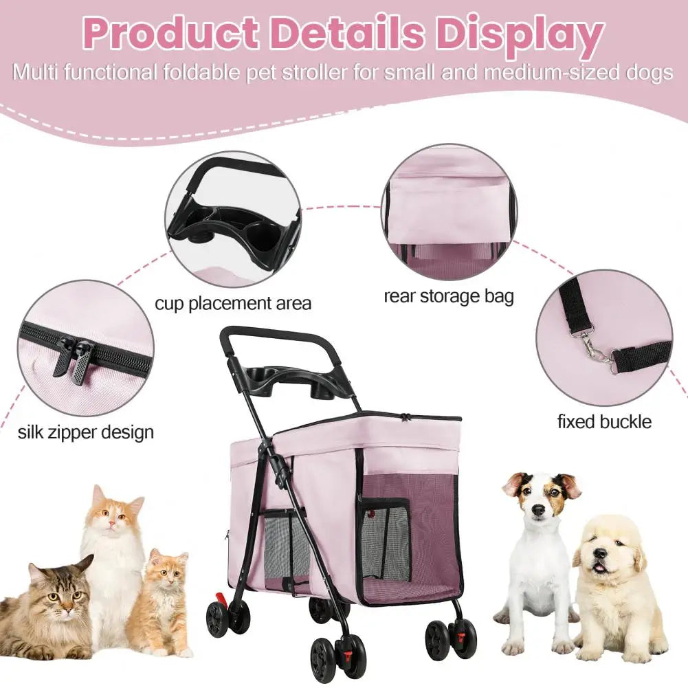 Dog Stroller With 360-degree Wheels The Pet & Home Store