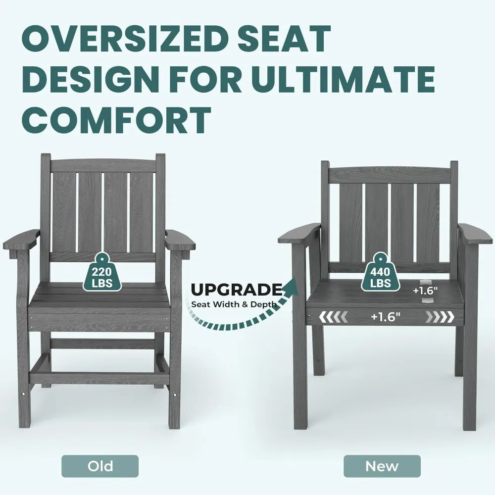 HDPE Outdoor Dining Set With Table Chairs Bench Umbrella Hole