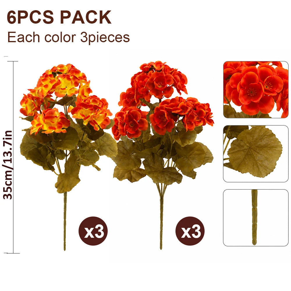 6 pcs Artificial Fall Geranium Flowers The Pet & Home Store
