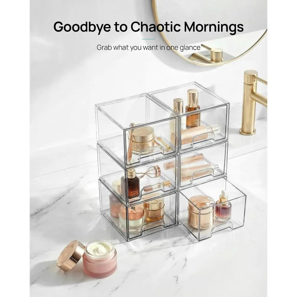 Small Clear Stackable Storage Drawers, Acrylic Bathroom Makeup Organizer, Plastic Storage Bins or Vanity, Undersink, Kitchen Cab