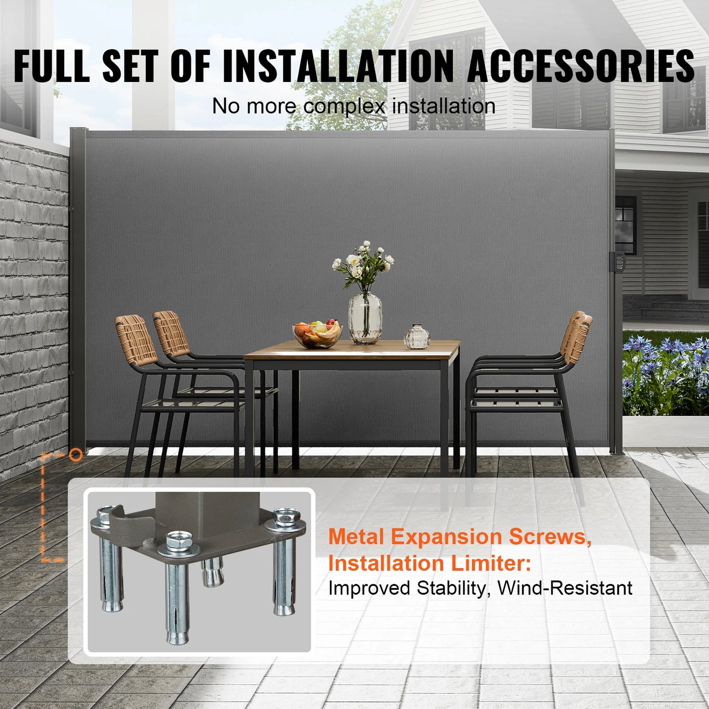 SucceBuy Retractable Side Awning Privacy Screen Polyester UV 30 Divider