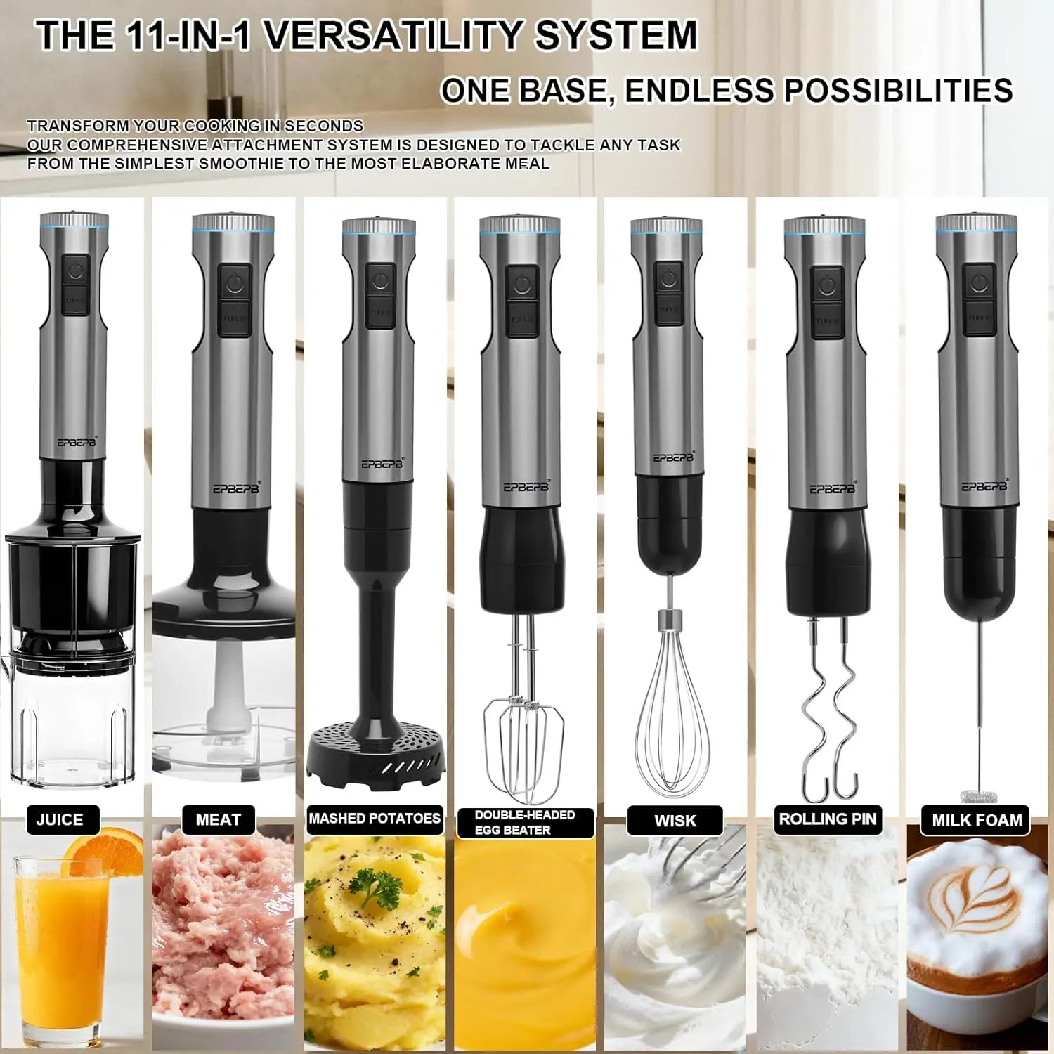 1000W 12-in-1 Immersion Blender Set, Handheld Stick Mixer for Smoothies, Juicing, Meat Grinding, Frothing Milk, Beating Eggs, Kn The Pet & Home Store
