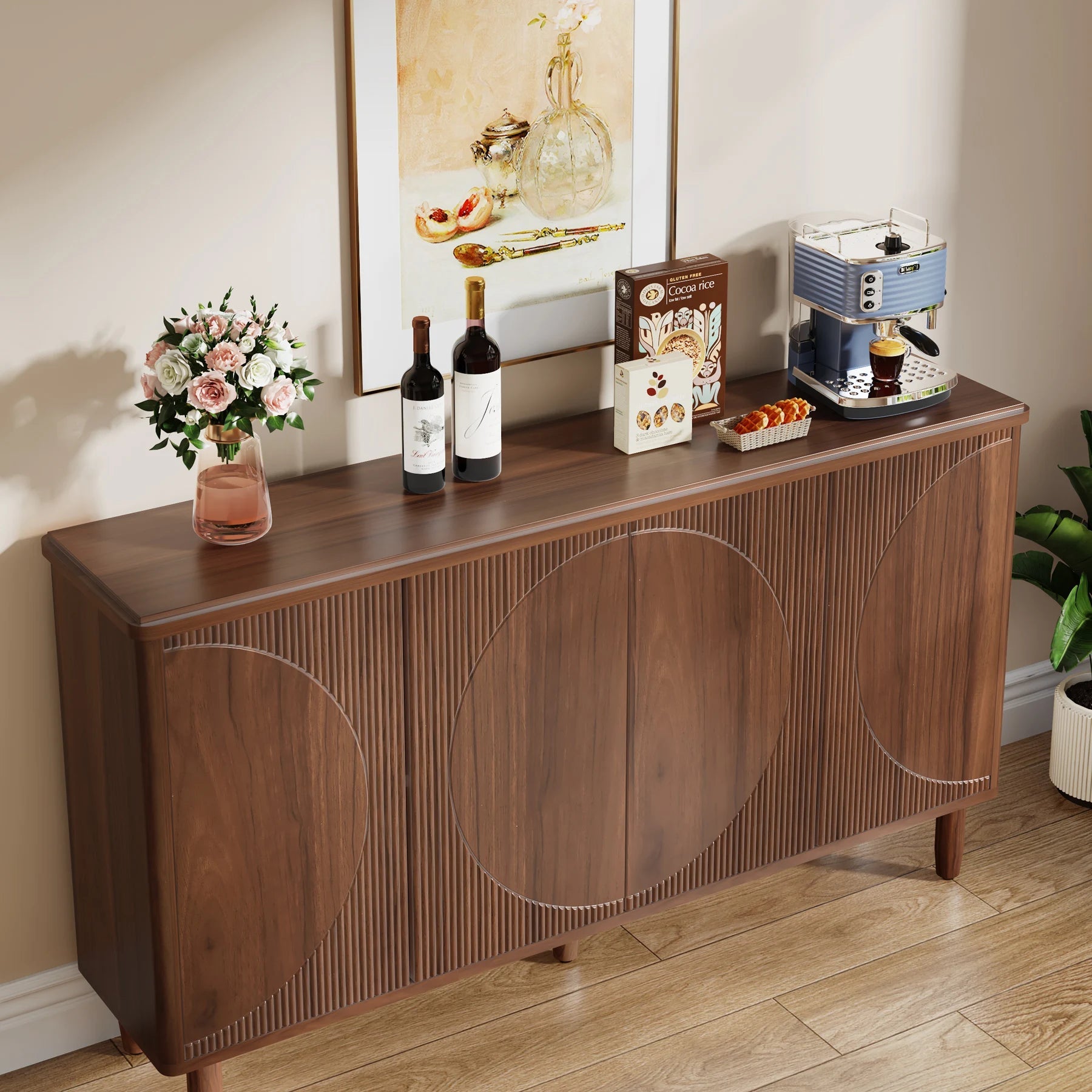 Tribesigns Buffet Cabinet Sideboard with Storage, Modern Storage Cabinet Sideboard Buffet Table with Doors for Living Room The Pet & Home Store