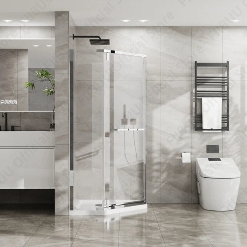 Neo-Angle Frameless Shower Door Tempered Glass Pivot Door Space-Saving Corner Shower Enclosure 36x36x72 Inch for Small Bathroom