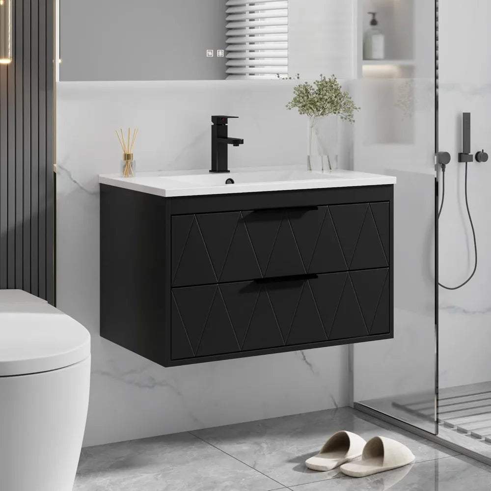 Floating Bathroom Vanity Cabinet With Sink And Soft Close Drawers