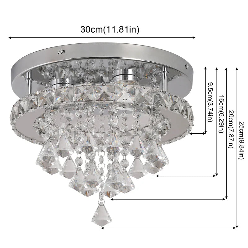 GreeLustr Crystal Chandelier Chrome LED Ceiling Light Fixture