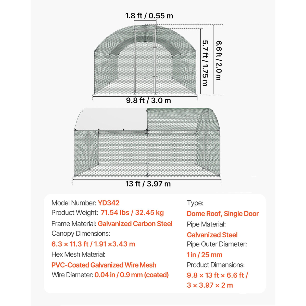 Metal Chicken Coop with Waterproof Cover & Doors The Pet & Home Store