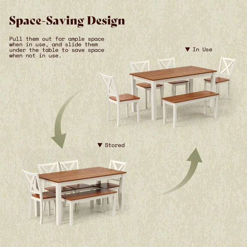 2026：6-Piece Farmhouse , 59 Wooden Table with 4 Chairs &, Kitchen & Dining Room Set 6, Space- The Pet & Home Store