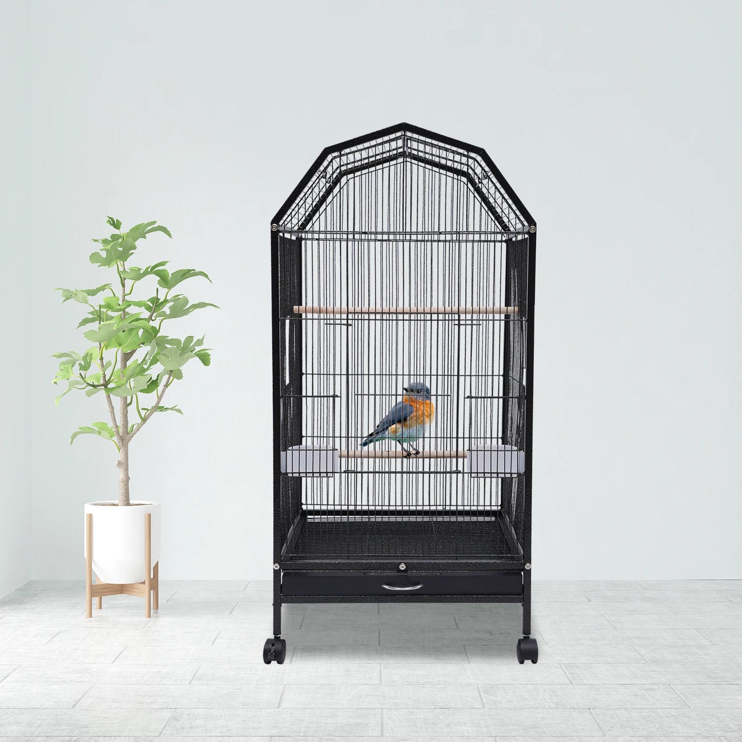 Bird Cage With 360 Degree Observation For Parakeets And Lovebirds