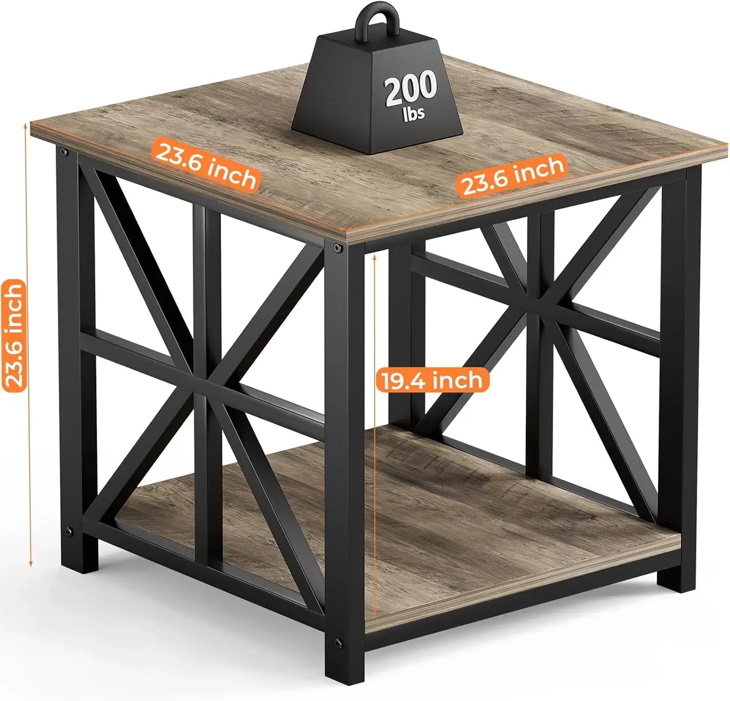 XMSJ Two Tier End Table Modern Farmhouse Living Room