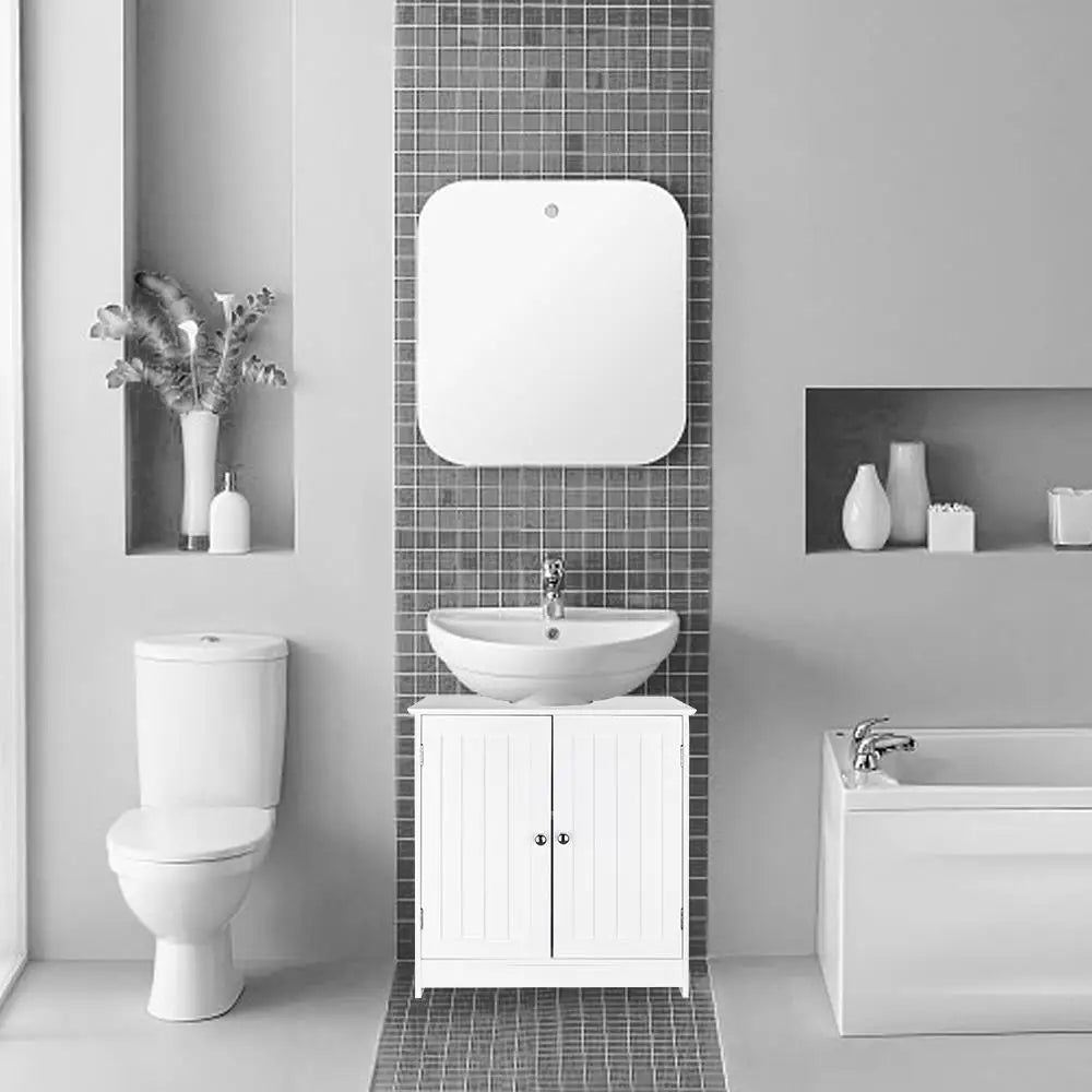 Bathroom Vanity Sink Cabinet Pedestal Under Sink Storage With Shelves