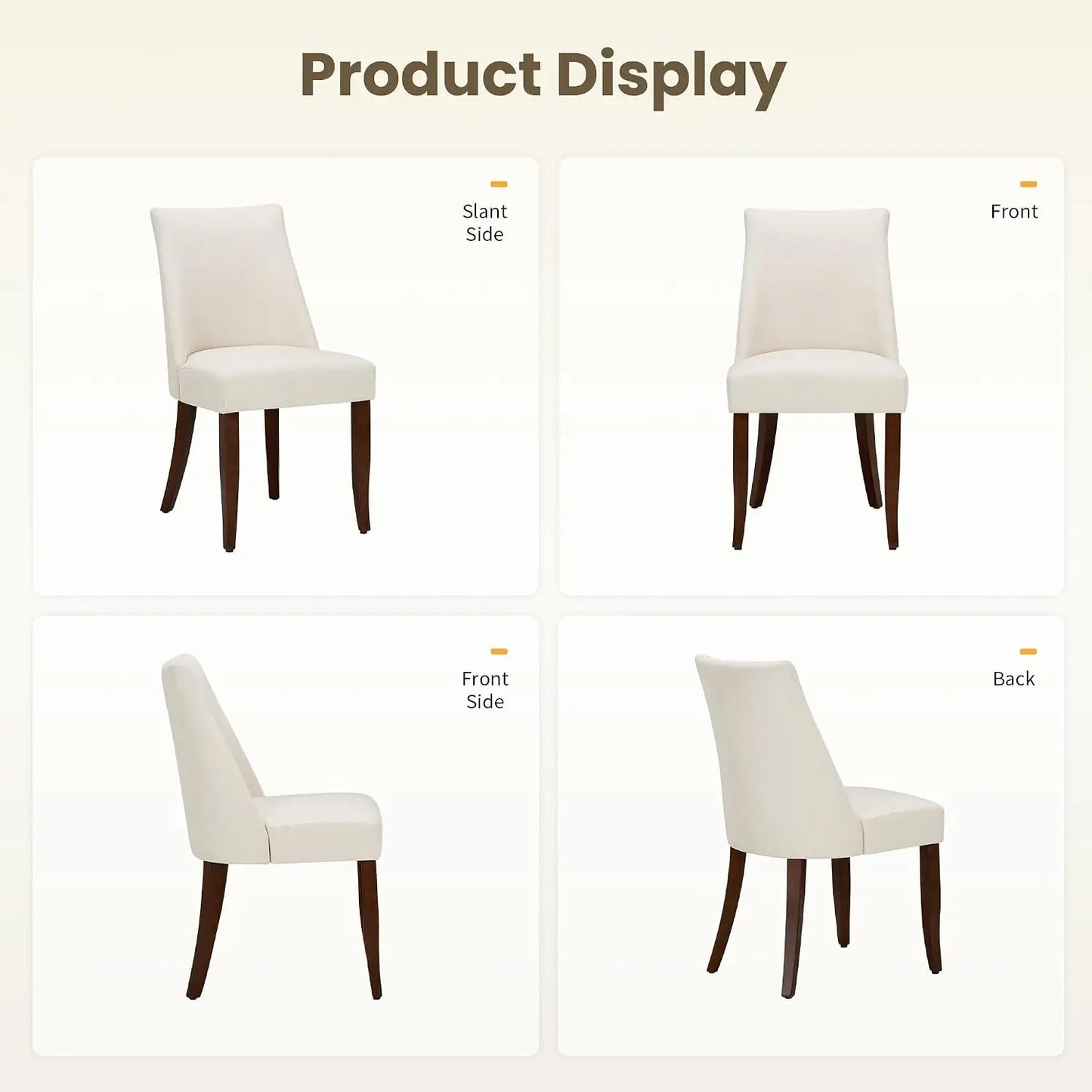 Wooden Upholstered Dining Chairs Set of 4, Farmhouse Fabric Kitchen Chair, Mid Century for Restaurant, Custom