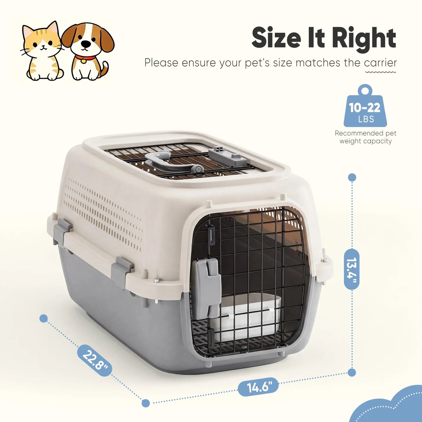 JHK 23Inch Pet Carrier For Small Dogs And Cats Travel