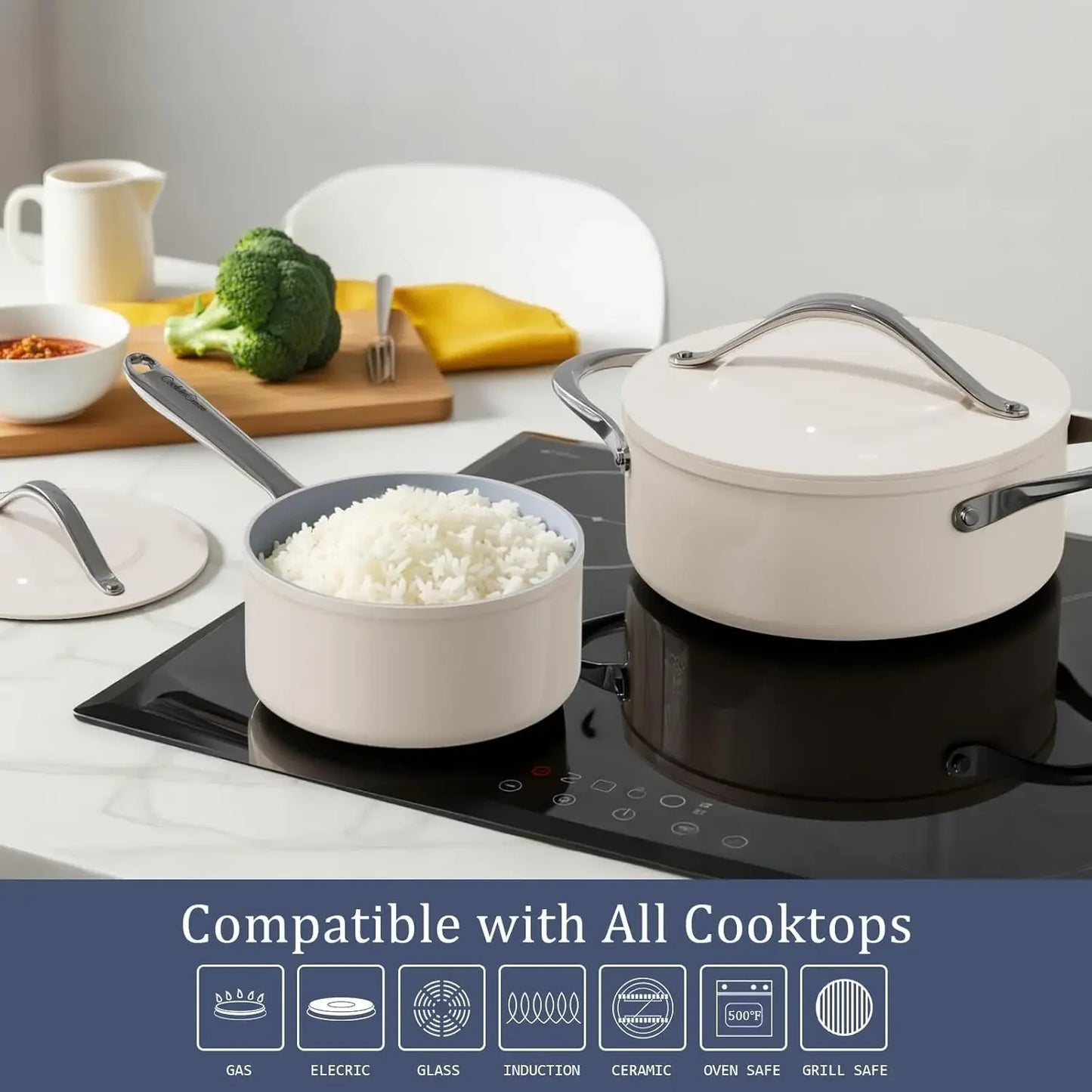 Ceramic Nonstick Cookware Set With Lids PFAS-Free G7 Coating