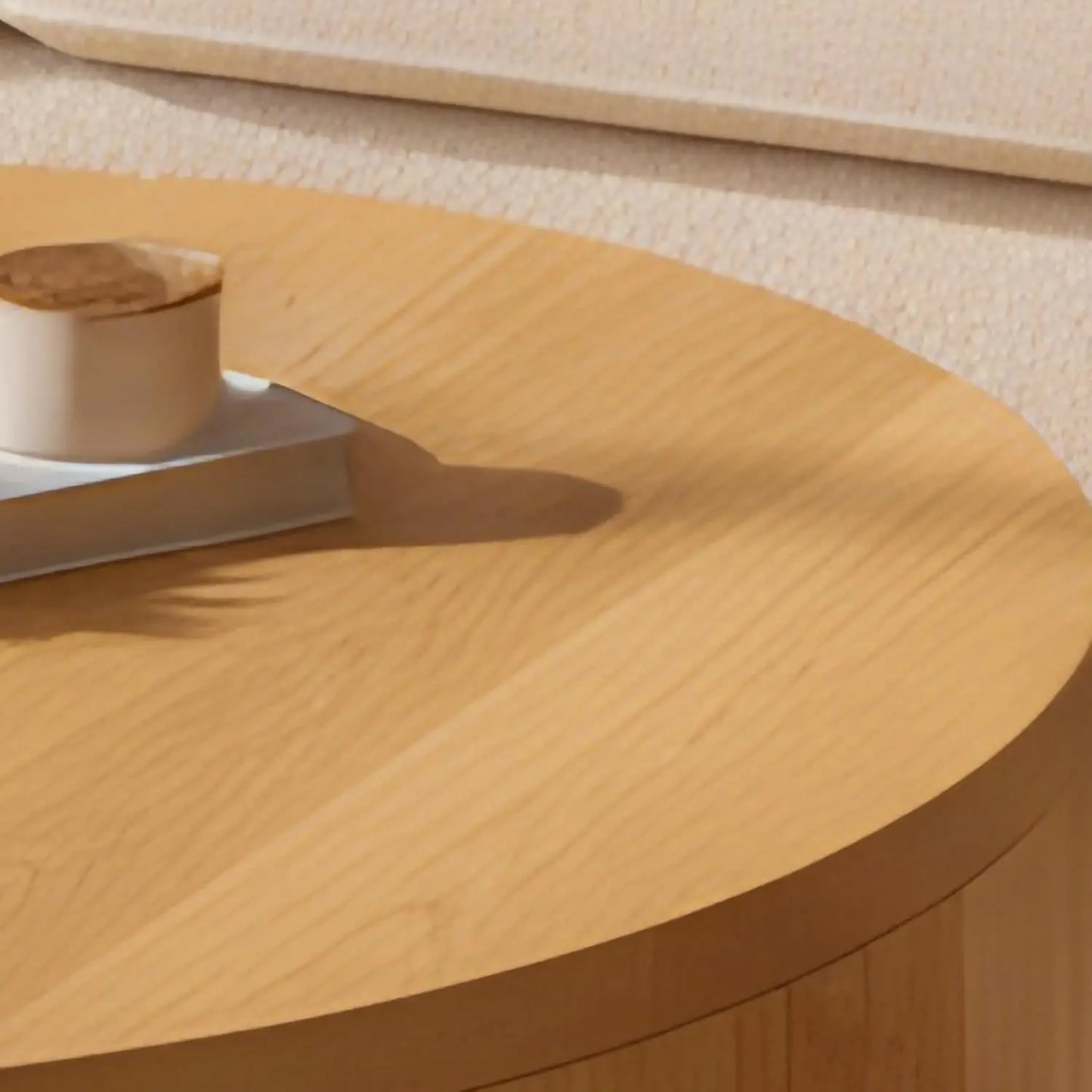 Round Nesting Coffee Tables Set of 2 With Storage Wood