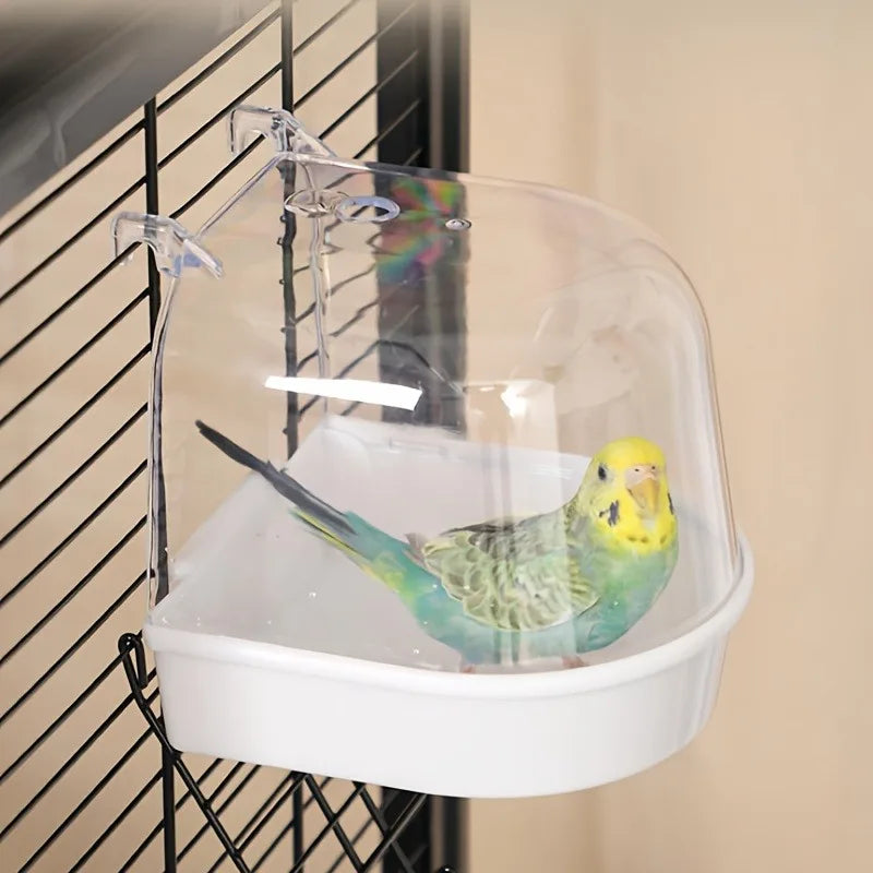 Transparent Bird Bath Tub Splashproof PP Shower For Parrots Conures