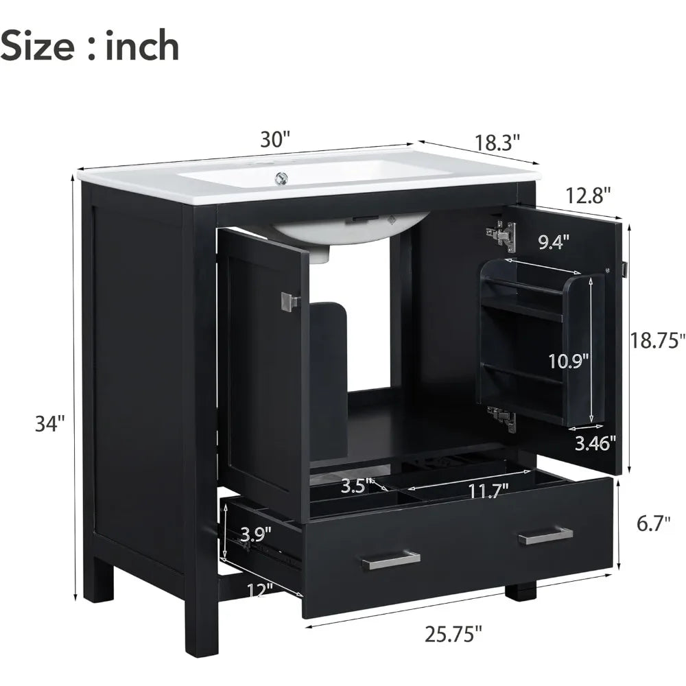RBXC Solid Wood Double Sink Bathroom Vanity Cabinet With Storage The Pet & Home Store