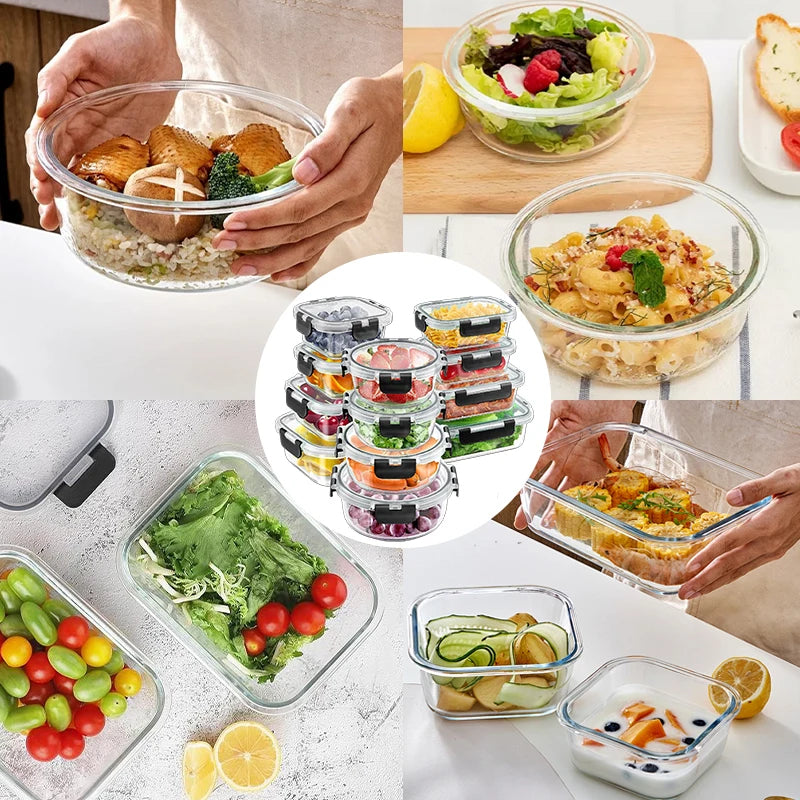Glass Lunch Box Set 12 Piece Meal Prep Containers Airtight