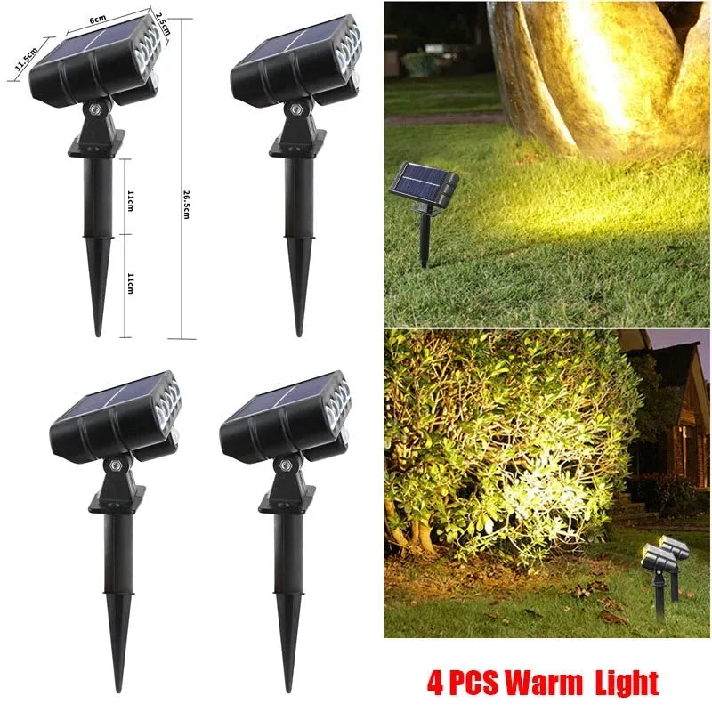4 PACK Solar Outdoor Spotlights 1200mAh Lawn Flag Lights Landscape LED Ground Lights Walkway Driveway Landscape Camping Li-ion 18650 battery Gardens Trees And Courtyards Pathway Lights Lamp The Pet & Home Store