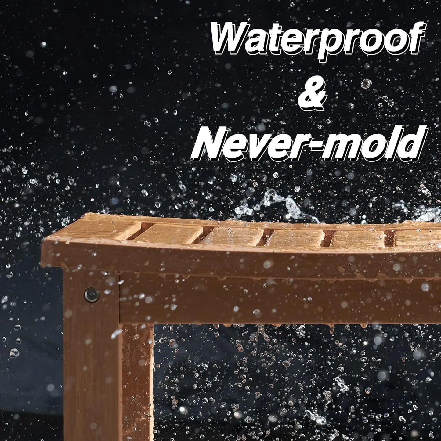 21" Poly Lumber Waterproof Shower Bench with Storage Shelf, Non-Slip Faux Wood Shower Stool for Bathroom, Indoor &, Customized