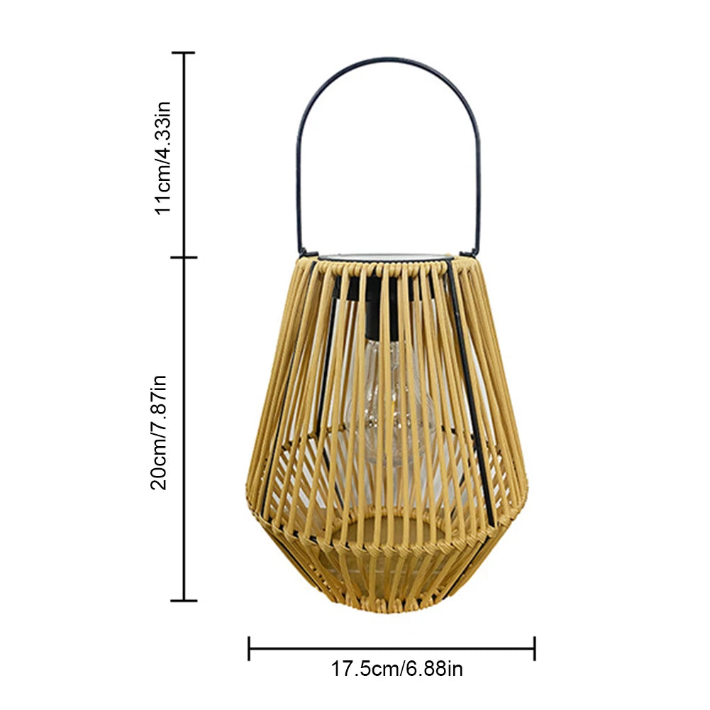 Alloet Solar Hanging Lantern Waterproof IP65 Rattan Bamboo Outdoor Lamp
