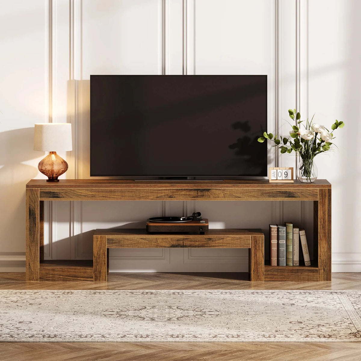Tribesigns 63-Inch TV Stand for 55/60/65-Inch TVs, Farmhouse Entertainment Center with Open Storage Shelves, Rustic Brown Television Console for Living Room, Bedroom The Pet & Home Store