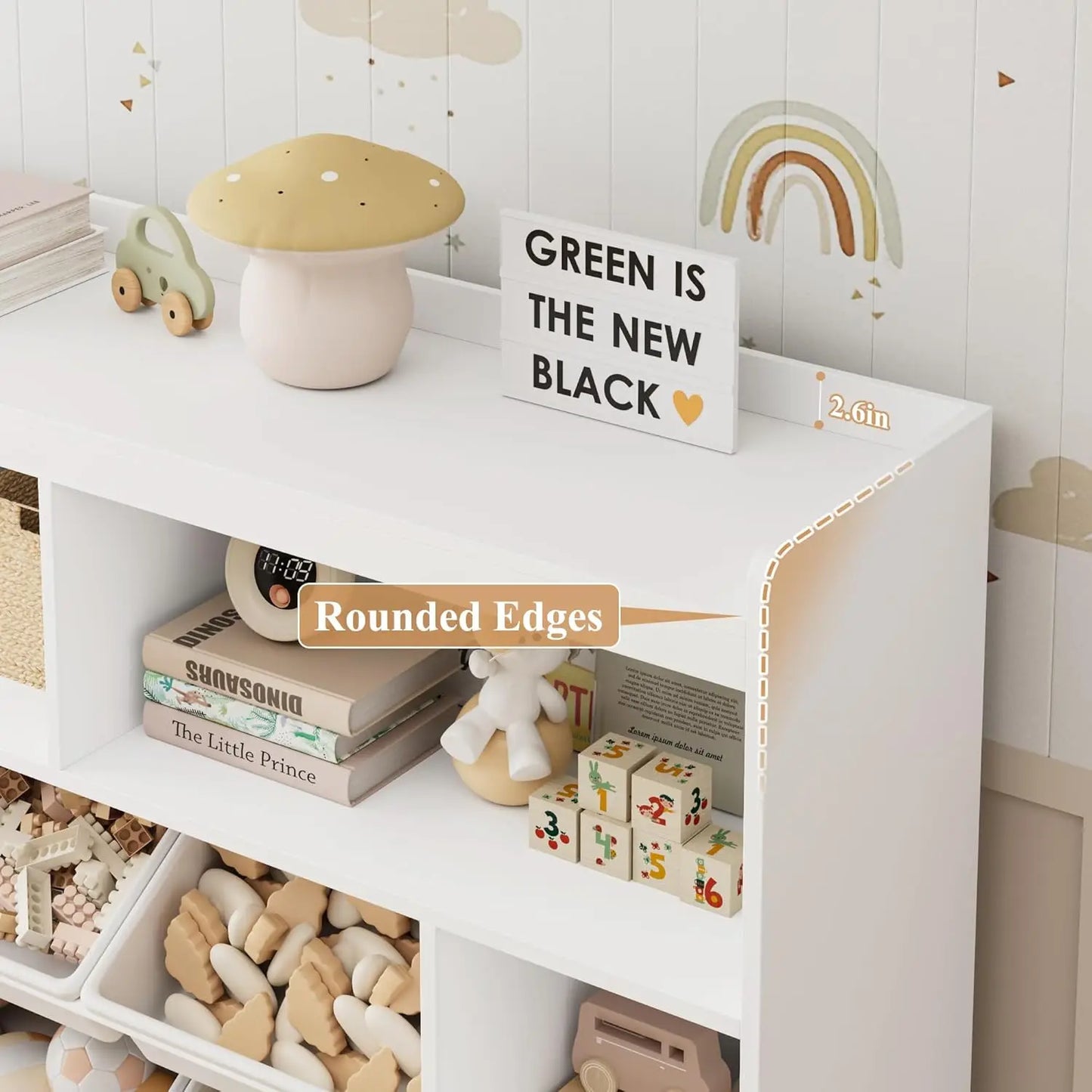 Wood Toy Storage Organizer With Drawers And Removable Bins