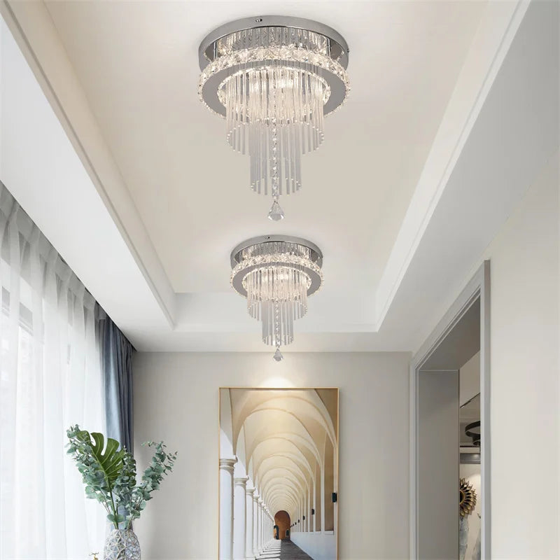 GreeLustr Crystal Chandelier Chrome LED Ceiling Light Fixture