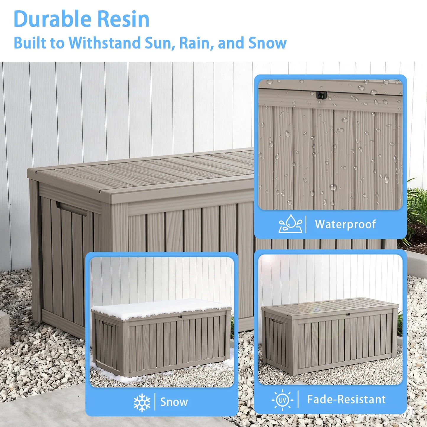 Outdoor Deck Box 120 Gallon Lockable Weatherproof Storage Container