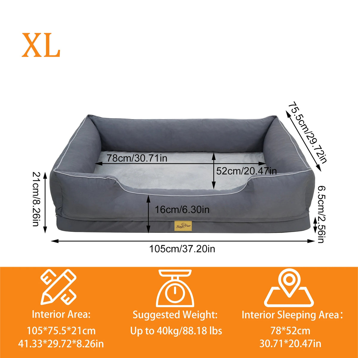 Bingopaw Orthopedic Dog Bed With Bolster And Waterproof Removable Cover The Pet & Home Store