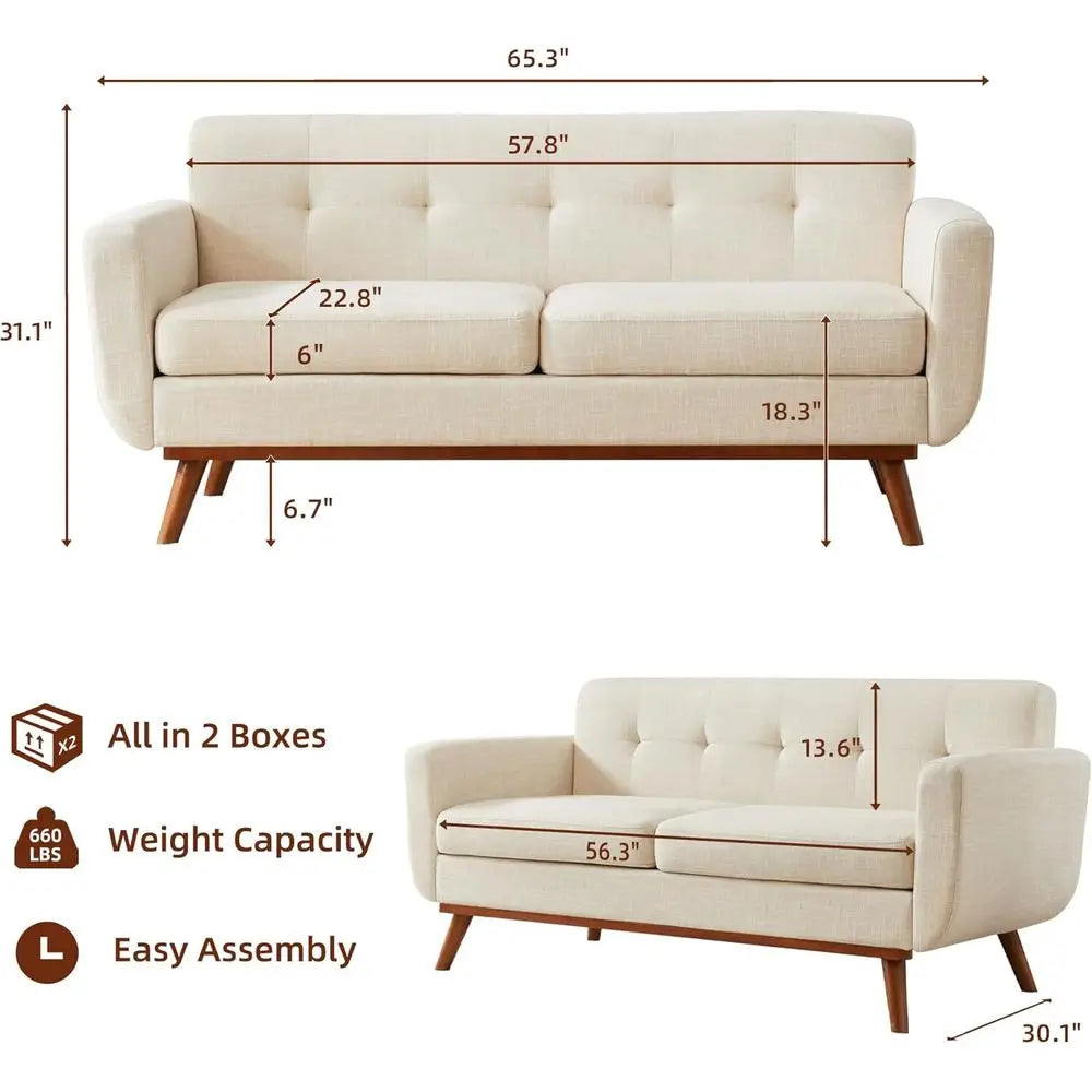 Loveseat Soa, -Century Love Seat Couches, Boucle Small Soa or Living Room, Bedroom, Oice, Button Tuted Upholstered urniture, Bei The Pet & Home Store