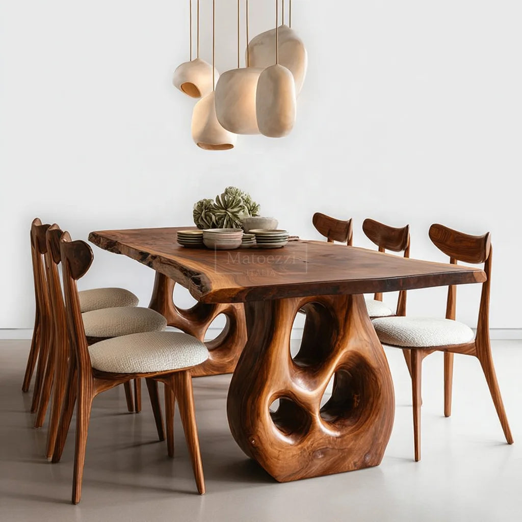 #Luxury Solid Wood Dining Table Set Modern Chairs Minimalist Home Furniture Villa Hotel Banquet Room Decor The Pet & Home Store