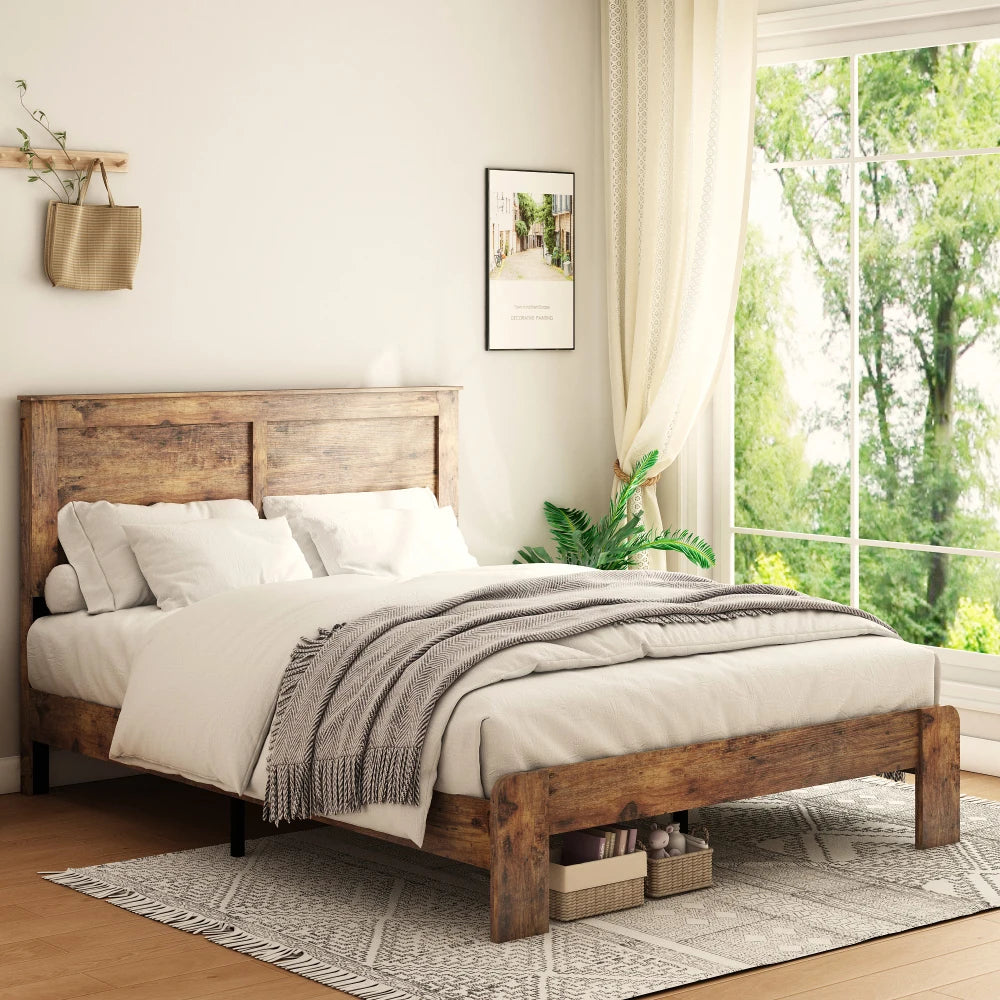 Bed Frame King Size, Wood Platform Bed Frame , Noise Free,No Box Spring Needed and Easy Assembly Tool,Large Under Bed Storage The Pet & Home Store
