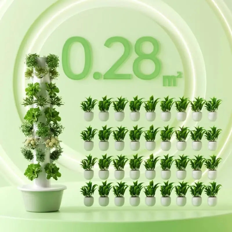 Hydroponic Tower Growing Kit System with 4 LED Grow Lights, 7 Layer 28-Pot Planter The Pet & Home Store