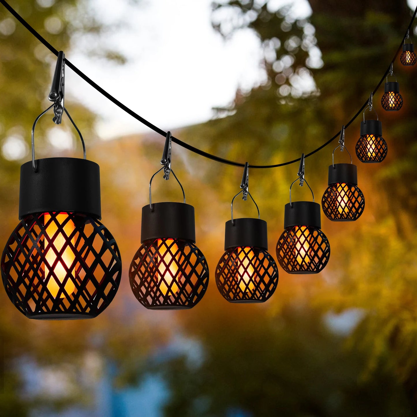 Solar Pendant Outdoor Lights Flame Effect IP65 Hanging