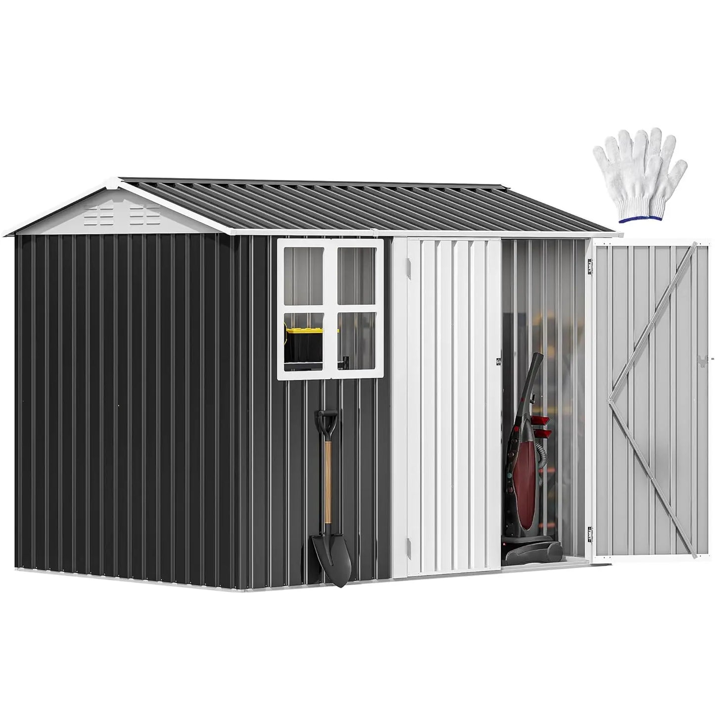 Outdoor Metal Storage Shed Heavy Duty Tool And Bike Garage With Easy Assembly