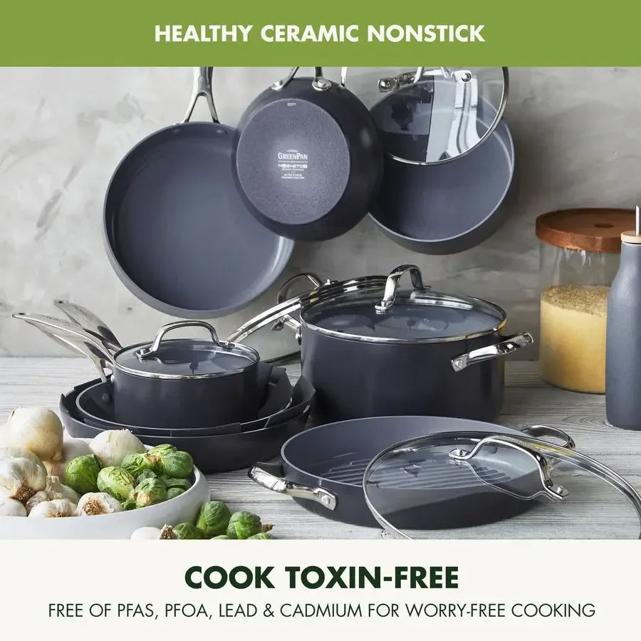 Valencia Pro Ceramic Nonstick 16 Piece Cookware Set Induction Ready
