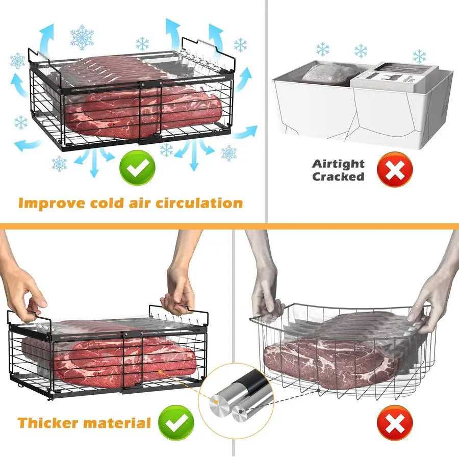 2 Pack Freezer Organizer Bins Stackable Chest Storage