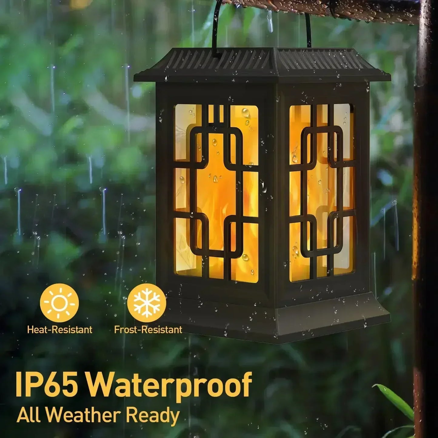 SZRSTH IP65 Solar Flame LED Lanterns For Garden Patio Pack